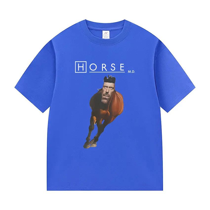 Horse_House MD Funny Meme Graphic T-shirt Mens Women Humor Style Short Sleeve T Shirts Casual Oversized High Quality Cotton Tees
