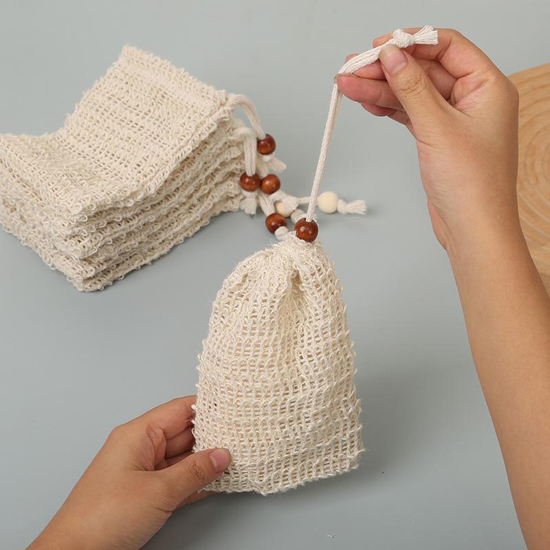 Pěnicí síťka na mýdlo Síťované sáčky Koupelové mycí pomůcky Čištění těla Pomůcka na pěnu Síťka Hloubkové čištění Domácí koupelna Exfoliační potřeby