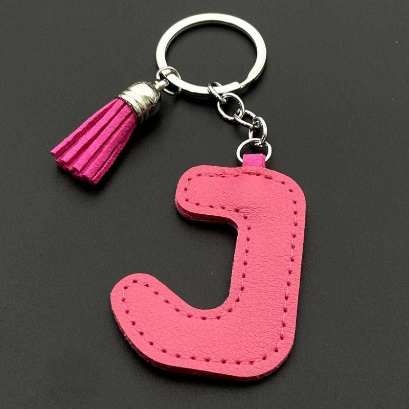 26 Initial English Letter Pu Leather Tassel Pendant Key Chain Bag Charm Women Birthday Gift