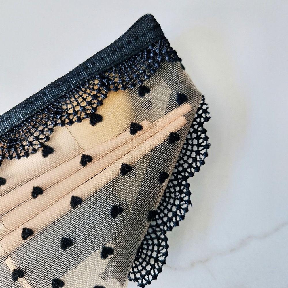 Unique Briefs Shape Cosmetic Bag Lace Heart Mesh Makeup Storage Pouch Y2K Transparent Toiletry Bag Storage for Travel