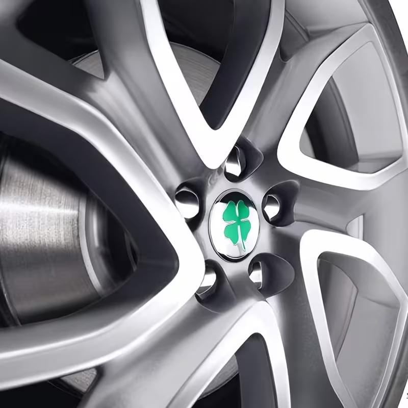 4pcs 56Mm Car Wheel Hub Stickers with Four-Leaf Clover Emblem for All Cars