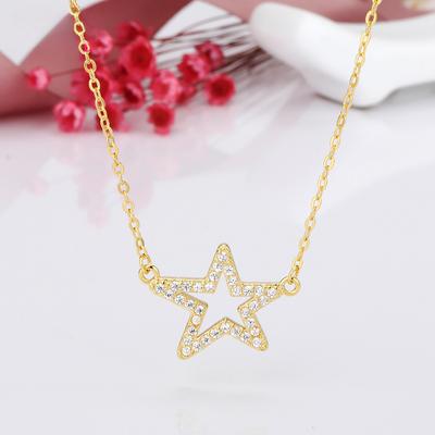 Colar de diamante de estrela de cinco pontas, corrente de clavícula de estrela feminina, joia versátil simples e doce