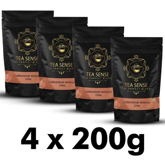 TEA SENSE Cardamom Masala Chai | 800 G | Aromatic Strong Blend | Assam CTC, Real Cardamom, Elaichi | Milk Tea Chaipatti, Powder