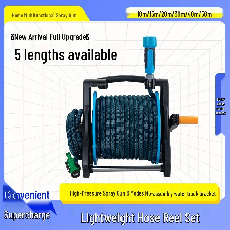 Multi-Functional High-Pressure Water Gun for Car Wash, Gardening, and Landscaping with Soft Hose Storage Set