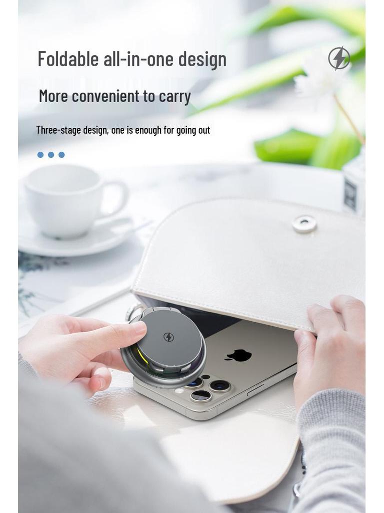 15W 3-in-1 Foldable Magnetic Wireless Charger Stand for Apple Watch, Earphones, and Phone
