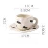 300ml Halloween Ceramic Coffee Cup Irregular Unique Mug with Bat Ghost Pattern Spooky Gift for Home Decor