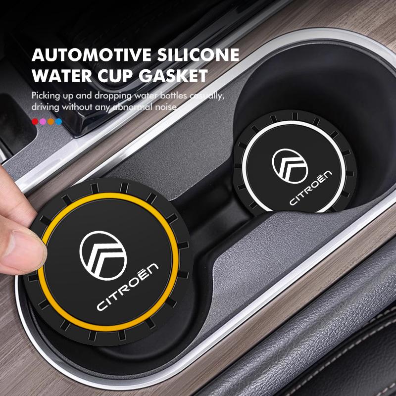 2pcs Car Cup Pad Silicone Water Coaster Drink Cup Non-slip Mat For Citroen C4 C3 C5 C1 C2 C6 VTS C4L DS3 DS4 DS5 Grand Berlingo