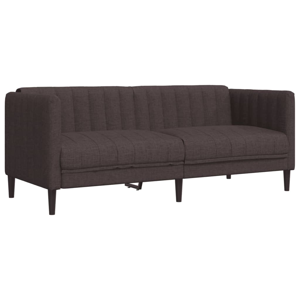 2 Piece Sofa Set Dark Brown Fabric