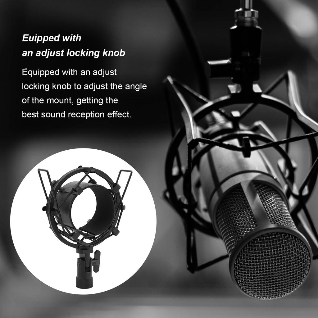 Aluminum Alloy Microphone Shock Mount Holder with Anti-Vibration Pad Inserts, Fits 55-65mm Microphones, Easy Installation In Studio Broadcast
