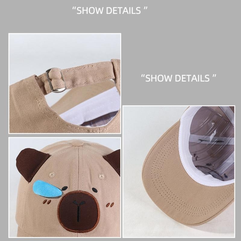 Capybara Ear Baseball Hat for Women Men Lovely Cartoon Ear Hat Streetwear Hat Hiphop Hat Unisex Headwear