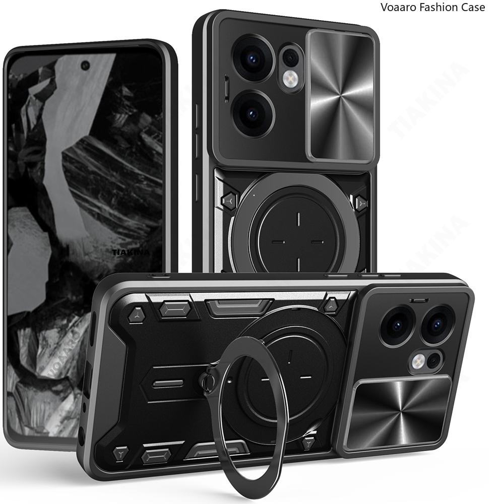 Slide Lens Push Window Armor Funda for OPPO Reno13 F Case for Reno12 Reno13 Reno 12 13 Pro F 5G Case Magnetic Ring Stand Cover