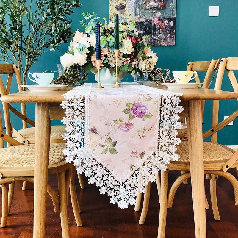 American Jacquard Fabric Tea Table Flag Lace Lace Dining Table Flag Tablecloth Chest TV Cabinet Long Towel Cloth Tassel