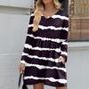 Women's Fashion Striped V-Neck Long Sleeve Dress
