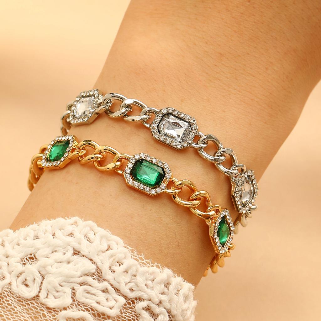 Summer accessories simple crystal colored zircon bracelet does not fade women's jewelry geometric multi-color bracelet wholesale