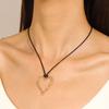 Personalized irregular heart-shaped hollow out Pendant Necklace, simple geometric oval wax rope necklace, everyday versatile neck ornament