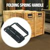 1pc Black Spring Folding Handle Luggage Movable Suitcase Iron Material Spring Handle Tool Box Container Drawer Movable Ring