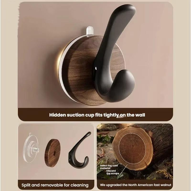 Wood Grain Suction Cup Hook, Door Hook, Bathroom Hook, Sturdy Load-bearing, Seamless Hook, Home Decoration