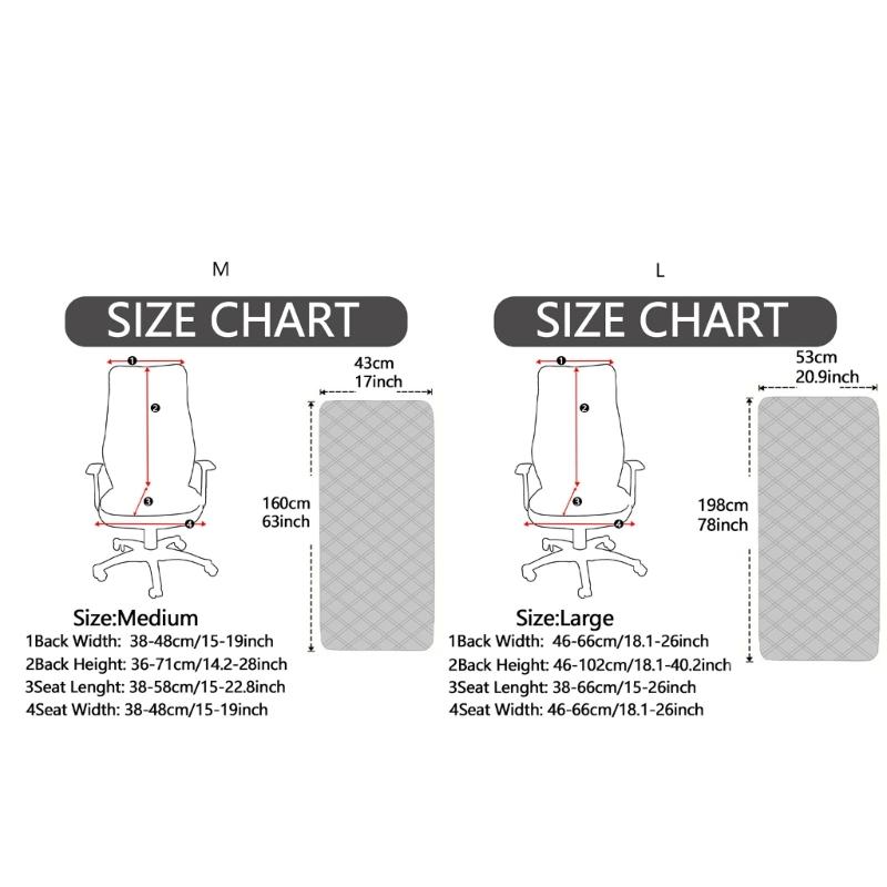 Ergonomic Office Chair Cover Checkered Pattern NonSlip Backing Waterproofs Fabric Sleeve for Comfortable Seating