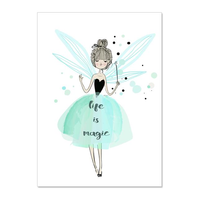 Little Fresh Girl Princezna Láska Srdce Nástěnná malba Malba na plátně Nursery Plakáty a obrazy Nástěnné obrazy Baby Dětský pokoj Decor Bez rámu