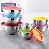 Grand Ensemble de Bols à Salade Acier Inoxydable Poêle pour Battre les Œufs Bols Mélangeurs avec Couvercles Cuisine Cuisson