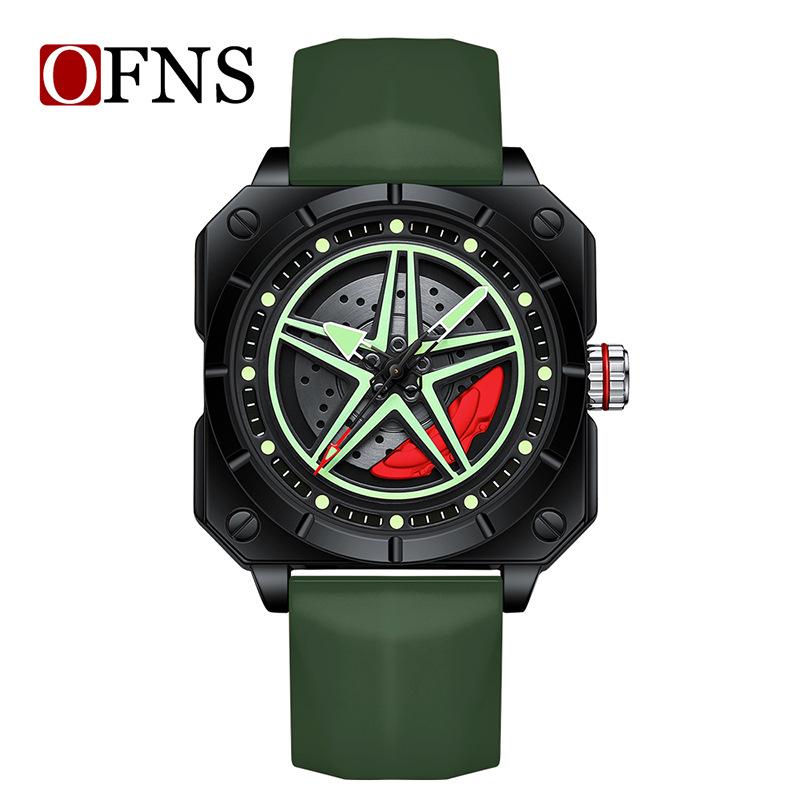 OFNS Men s Rotating Square Watch: Creative, Luminous, Waterproof Quartz Timepiece for Teens.