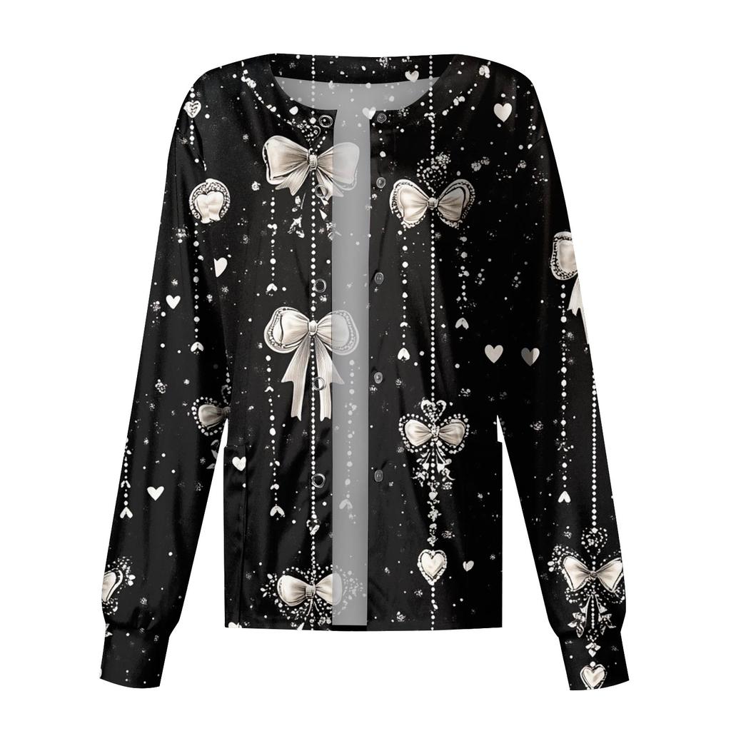 Giacca da lavoro casual da donna alla moda a maniche lunghe con colletto alla coreana monopetto stampa San Valentino Top