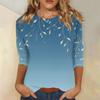 3/4 Sleeve Tops For Women T-Shirt Casual  Print Tops T Shirt Round Neck Pullover Blouse