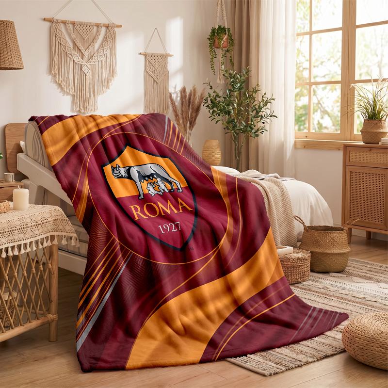 Coperta in Pile Tema AS Roma Morbida e Accogliente Coperta in Peluche per Camera da Letto Divano Viaggio