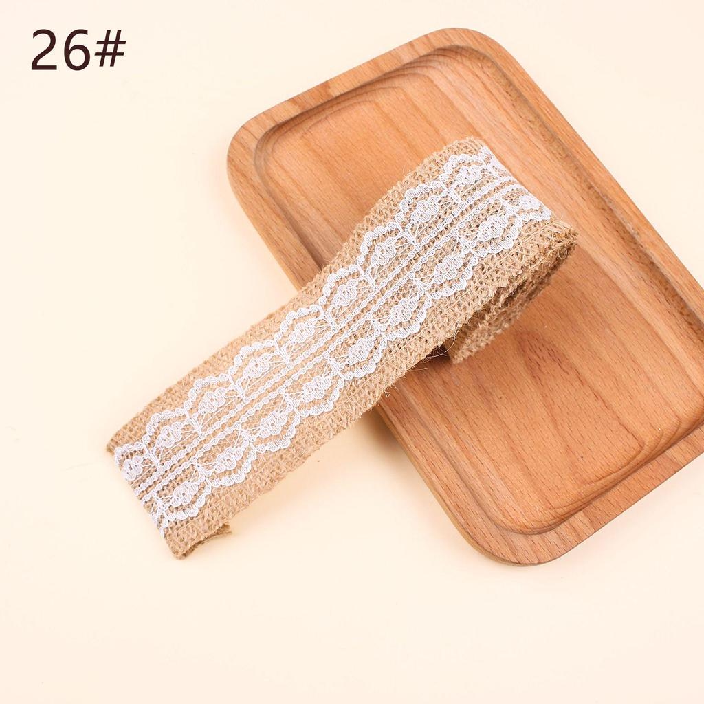 Burlap Roll with Lace Edge for DIY Christmas and Wedding Crafts, Jute Twine Ribbon