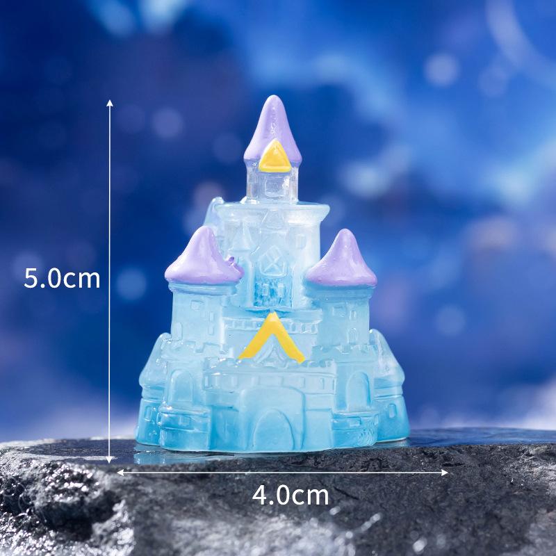 Strălucire în întuneric Basm Sclipitor Castelul Micro Peisaj Decorare tort de masă Stele de vis Decorare din rășină Castelul lunii