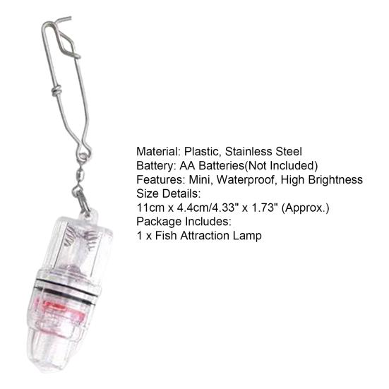 Fish Attraction Light Waterproof with Buckle Portable High Brightness Submersible Mini Deep Sea Underwater LED Lure Gathering Lamp for Outdoor Fishing