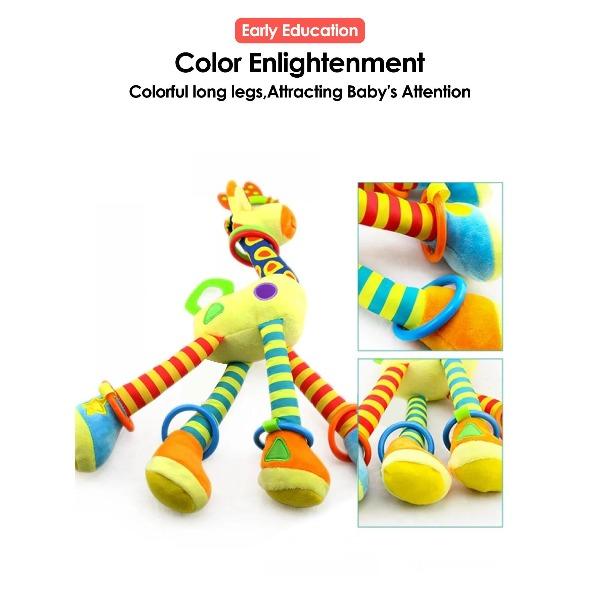 1pcs Random Soft Giraffe Handbells Rattles Plush Infant Baby Development Handle Toys WIth Teether Baby Toy For Newborn Gifts