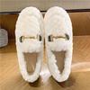 A piece of piled and thickened beanie shoes, women's lazy home shoes with one foot, warm flat-bottomed fluffy cotton shoes