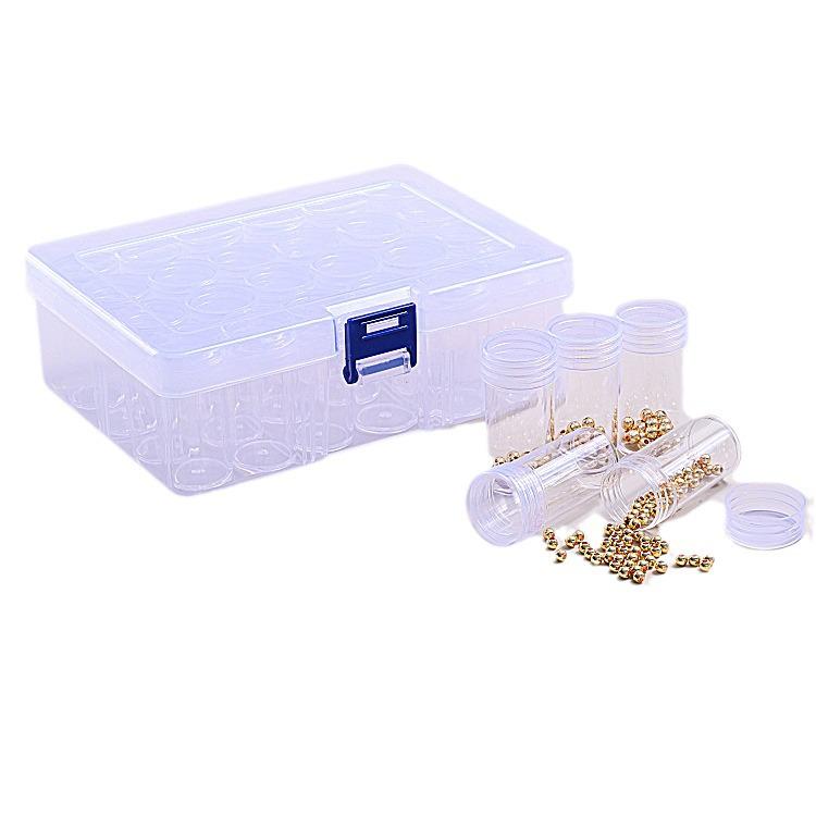 Transparent Round Bead Dispenser Box - 60-Bottle Diamond Painting & Jewelry Seed Bead Storage