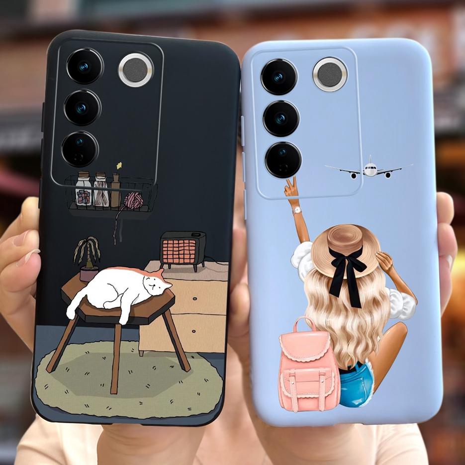 For Vivo V27 Case Vivo V27e V2237 Cute Fashion Painted Cover Soft Silicone Phone Case For Vivo V27 Pro V 27 V27e Back Cover Bags
