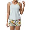 Women’s Sleeveless Floral Print Tank Top and Shorts Set Lightweight Athletic Two Piece Outfit for Sports Yoga Running