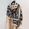 Autumn And Winter  Two-Sided Kitten Jacquard Imitation Cashmere Scarf Women Luxury Shawl Outdoor Soft And Comfortable