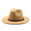 Unisex Wool Felt Fedora Hat for Men Women, Coffee Color Autumn Winter Jazz Cap, European American Fashion Top Hat