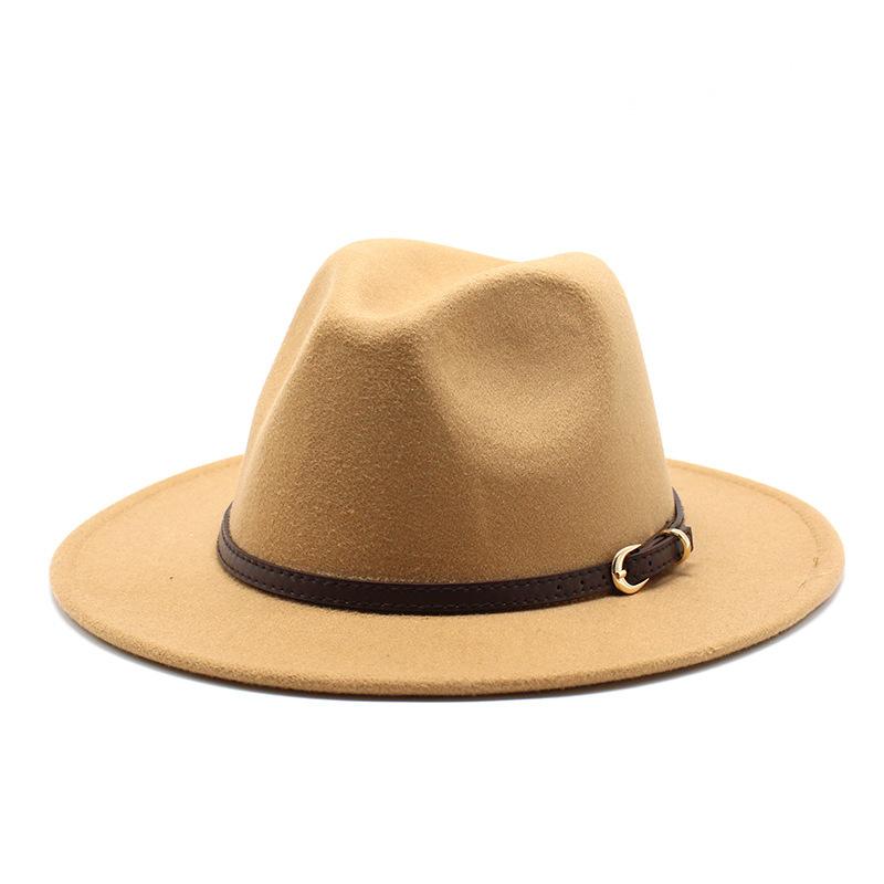 Unisex Wool Felt Fedora Hat for Men Women, Coffee Color Autumn Winter Jazz Cap, European American Fashion Top Hat
