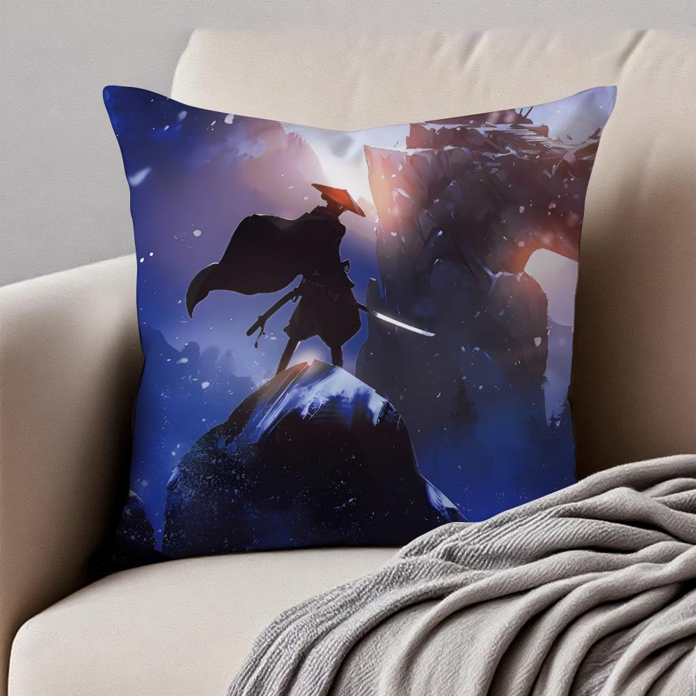B-Blue Eye Samurai Cushion Cover Pillowcase Anti-Dustmite Invisible Zipper Short Plush Sofa Cushion