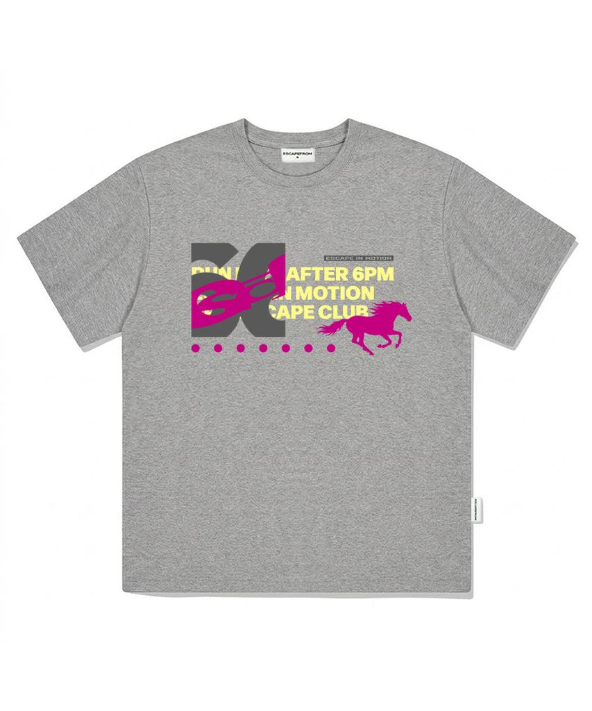 ESCAPEFROM 6Pm Horse Print Oversized Short Sleeve T-Shirt [4 Colors]