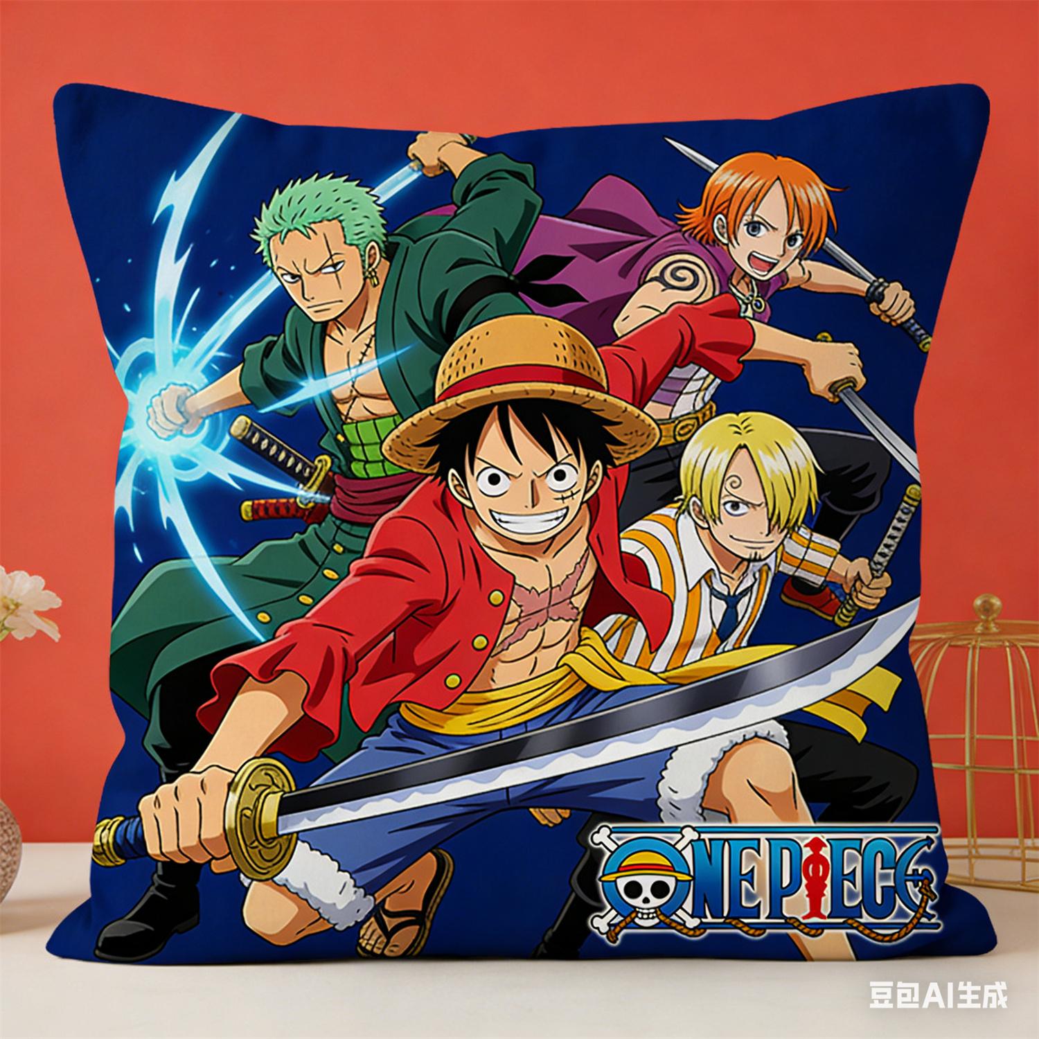 

One Piece Pillow Cover Anime Fan Favorite Character Print Decorative Pillowcase for Bedroom Living Room and Anime Enthusiasts 45x45cm