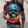Men's Summer Skull Print T-Shirt Soft Breathable Round Neck Outdoor Street Style Casual Graphic Tee Comfort Top