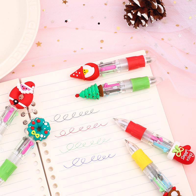 36PCS Mini 4Color Ballpoint Pen Gifts Christmas Elk Santa Snowman Pen Xmas Christmas Party New Year Guest Gifts Bag Fillers Student Prize Gift Writing