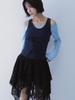 Cecese Lace Up Lace Skirt Black