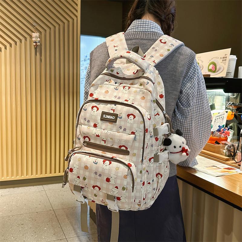 Large Capacity Backpack Cartoon Print Student Schoolbag