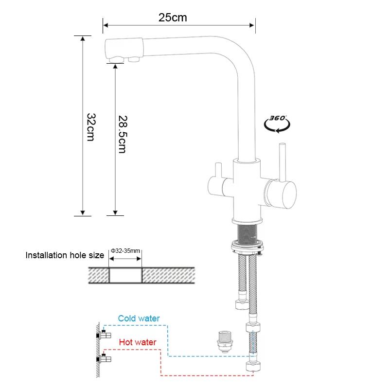 2025 New Chrome Kitchen Faucet Double Swivel Spout Drinking Water Purifier Filter Brass Sink Mixer Tap Hot and Cold Water
