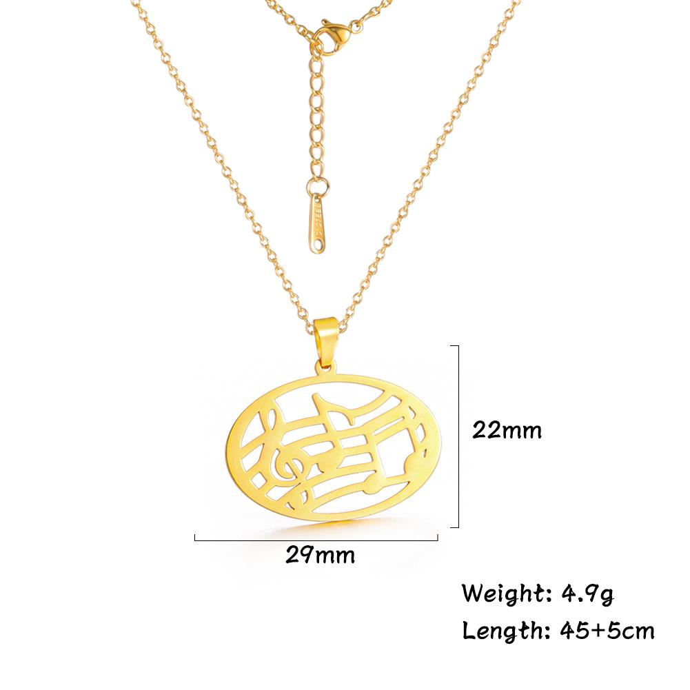 Teamer Stainless Steel Necklace for Women Music Note Instrument Guitar Pendant Charms Gold Plated Fashion Jewelry Romantic Gift