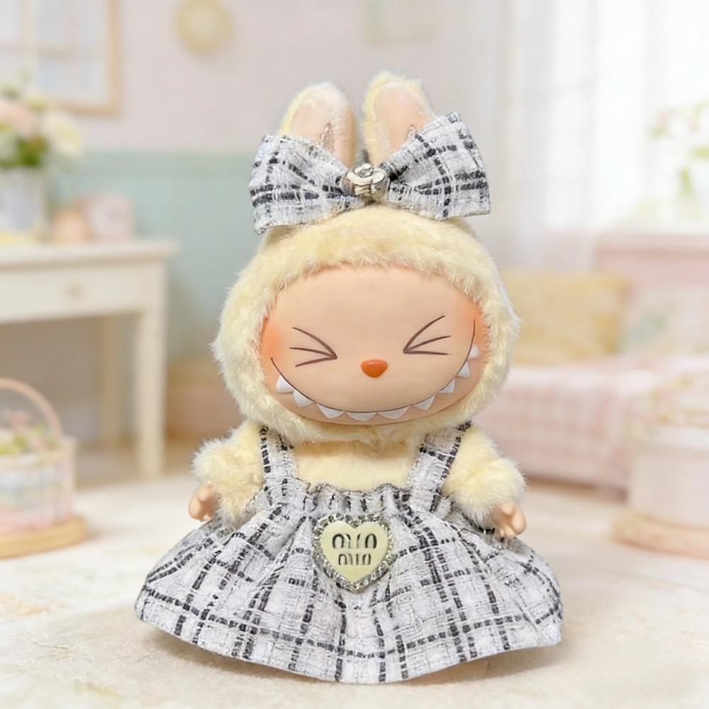 

For 15/17cm Labubu clothes Bow headband Lace skirt Set Labubu dolls clothing princess dress Outfit DIY replacement accessories белый