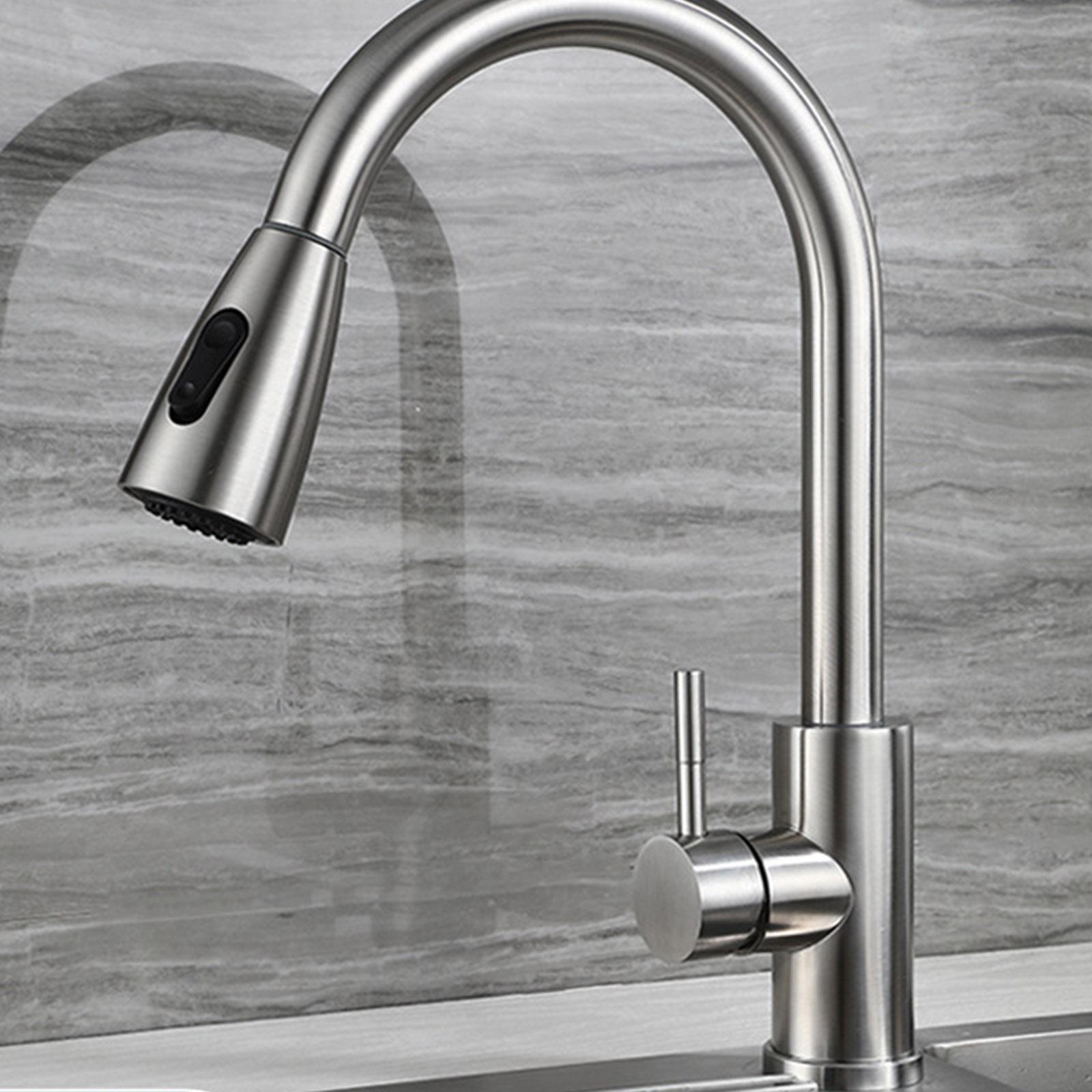 

Выдвижной кухонный смеситель из нержавеющей стали 304 с двойным изливом для горячей и холодной воды, смеситель для мойки овощей 304 - glitter